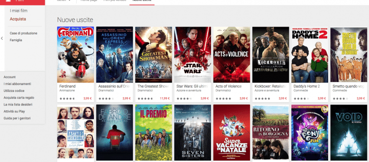CATALOGO GOOGLE PLAY SENZA SHORTS MOVIES